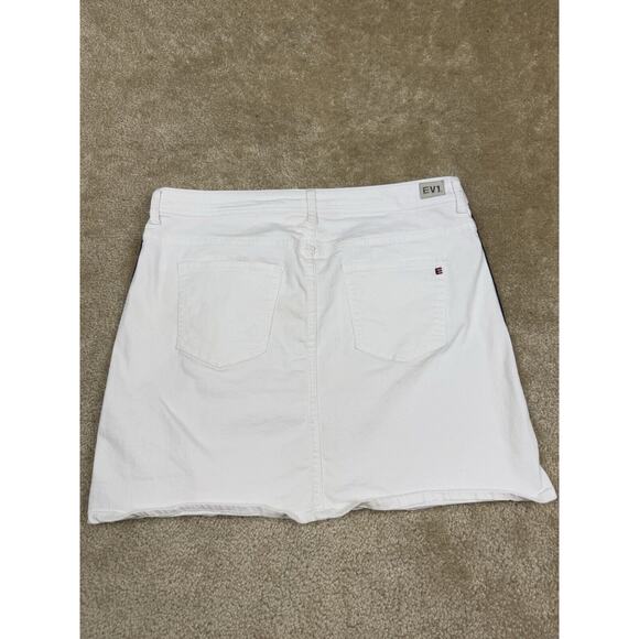 EV1 White Denim Mini Skirt Size 16 Racing Stripes Alex Relaxed Vintage B016 - Picture 7 of 11